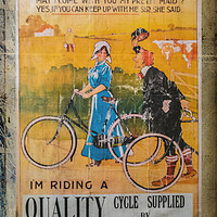 Buy canvas prints of Classic Bicycle Merchant's Enamelled Sign by Colin Metcalf