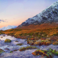 Buy canvas prints of Daybreak by the Buachaille by Geo Harris