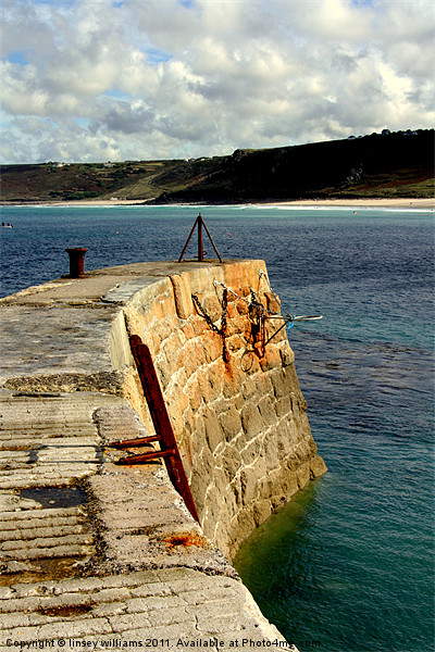 Sennen Cove harbour wall Picture Board by Linsey Williams
