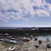 Buy canvas prints of Mousehole Panorama 2 by Linsey Williams
