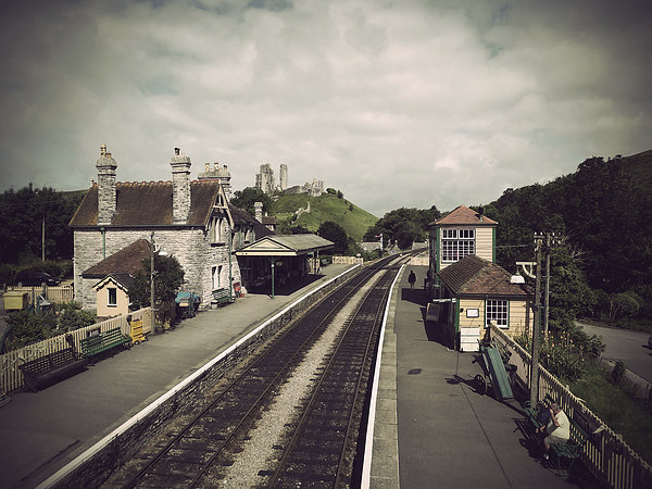 Antique Corfe Station Picture Board by Linsey Williams