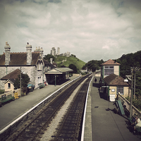 Buy canvas prints of Antique Corfe Station by Linsey Williams