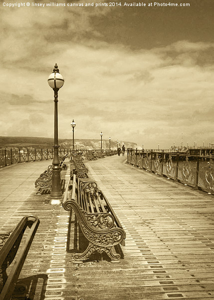 Swanage Pier In Sepia Picture Board by Linsey Williams