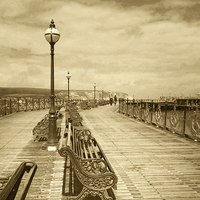 Buy canvas prints of Swanage Pier In Sepia by Linsey Williams