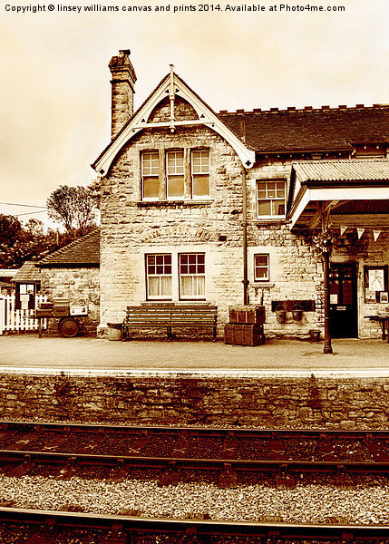 The Station At Corfe In Sepia  Picture Board by Linsey Williams