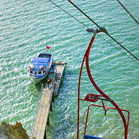 Buy canvas prints of  Chairlift To Alum Bay by Linsey Williams