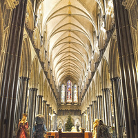 Buy canvas prints of  Salisbury Cathedral At Christmas Time by Linsey Williams