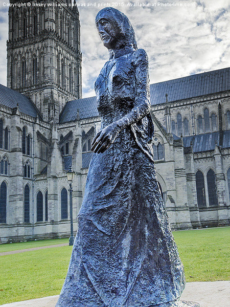 Salisbury Cathedral And The Walking Madonna 2 Picture Board by Linsey Williams