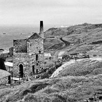 Buy canvas prints of Levant Tin Mine, Black And White, Cornish Industry by Linsey Williams