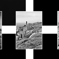Buy canvas prints of  Cornish Flag And Tin Mines by Linsey Williams