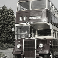 Buy canvas prints of A 1950 Leicester City Double Decker Bus  by Linsey Williams