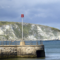 Buy canvas prints of  Sunny Swanage And Ballards Down by Linsey Williams