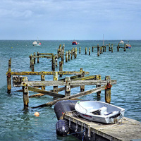 Buy canvas prints of  Swanage Old Pier, Dorset by Linsey Williams