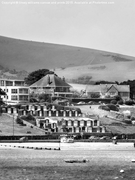  Swanage Beach Huts, Black And White Picture Board by Linsey Williams