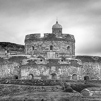 Buy canvas prints of St. Mawes Castle In Mono by Linsey Williams