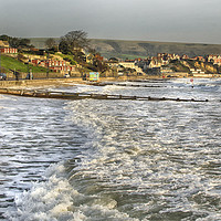 Buy canvas prints of Rough Seas on Swanage Beach, Dorset by Linsey Williams