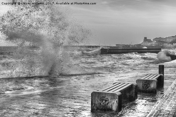 Rough Seas in Swanage Harbour Picture Board by Linsey Williams