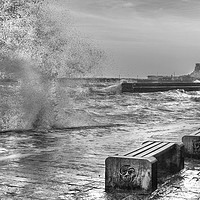 Buy canvas prints of Rough Seas in Swanage Harbour by Linsey Williams