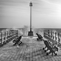 Buy canvas prints of Swanage Jetty in Mono by Linsey Williams