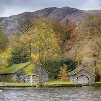 Buy canvas prints of BoatHouses, Coniston Water by Linsey Williams