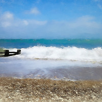 Buy canvas prints of Summer Beach Swanage Bay by Linsey Williams
