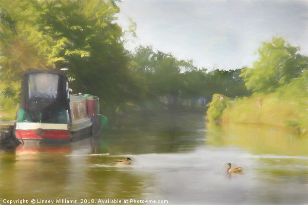 Narrowboat on the Grand Union Canal Picture Board by Linsey Williams