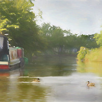 Buy canvas prints of Narrowboat on the Grand Union Canal by Linsey Williams