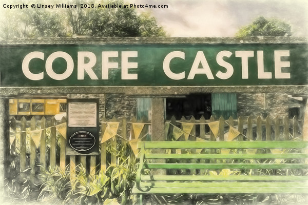 Corfe Castle Railway Station Picture Board by Linsey Williams