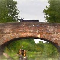 Buy canvas prints of Cow on a Bridge over the Grand Union Canal by Linsey Williams