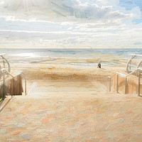 Buy canvas prints of A Stroll Along Blackpool Beach by Linsey Williams