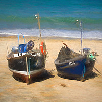 Buy canvas prints of Fishing Boats of Sennen Cove Cornwall by Linsey Williams
