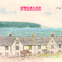 Buy canvas prints of Peveril Point Cottages Swanage by Linsey Williams