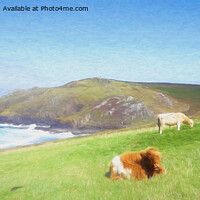 Buy canvas prints of Cows at Cape Cornwall by Linsey Williams