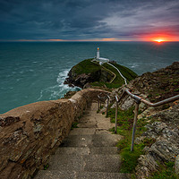 Buy canvas prints of South Stack Lighthouse with the last light. by J.Tom L.Photography