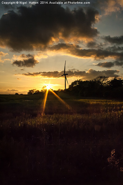 Turbine Sunset Picture Board by Nigel Hatton