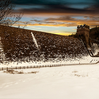 Buy canvas prints of  Snow at Derwent Dam by Nigel Hatton