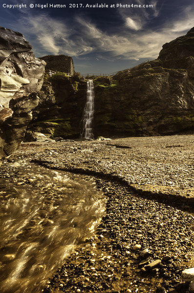 Tintagel Waterfall Picture Board by Nigel Hatton