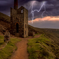 Buy canvas prints of Lightning Over Towanroath  by Nigel Hatton