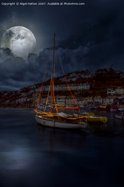 Moonlight Over Looe Picture Board by Nigel Hatton