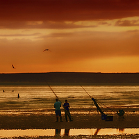 Buy canvas prints of  Paddlers and Anglers by Sharon Lisa Clarke
