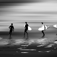 Buy canvas prints of  Lets go surf mono by Sharon Lisa Clarke