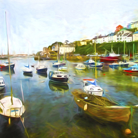Buy canvas prints of  Brixham in paint by Sharon Lisa Clarke
