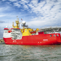 Buy canvas prints of  HMS Protector by Sharon Lisa Clarke