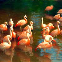 Buy canvas prints of Flamingo party by Sharon Lisa Clarke