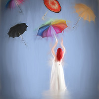 Buy canvas prints of Umbrellas Away by Sharon Lisa Clarke