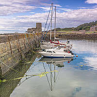 Buy canvas prints of Dunure Harbour Reflection  by Valerie Paterson