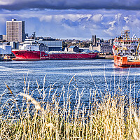 Buy canvas prints of Ships at Aberdeen Harbour by Valerie Paterson