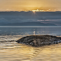 Buy canvas prints of Sunset behind Arran by Valerie Paterson