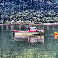 Buy canvas prints of Boat Reflection Loch Linnhe by Valerie Paterson
