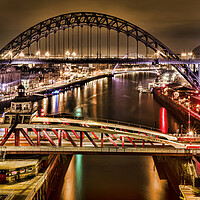 Buy canvas prints of Tyne Bridges at Night by Valerie Paterson